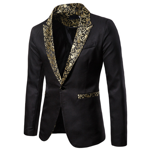 men's jazz performance suit blazers groomsmen jacket Men's Lapel jacquard pure performance dress suit