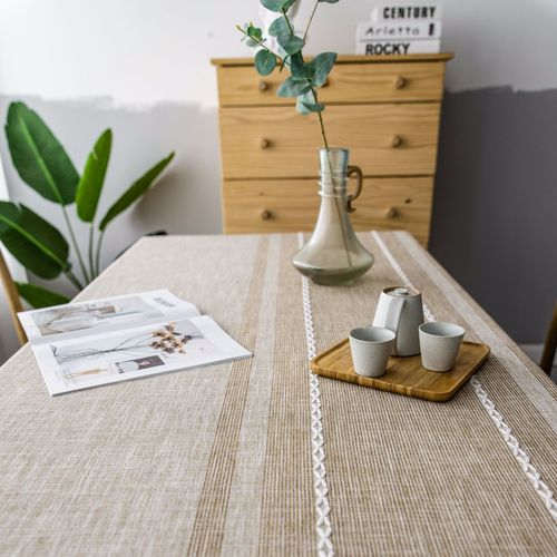 Tablecloth table cloth table cover Japanese style table grey tassel dustproof dining table rectangle custom made with cotton and hemp table mat