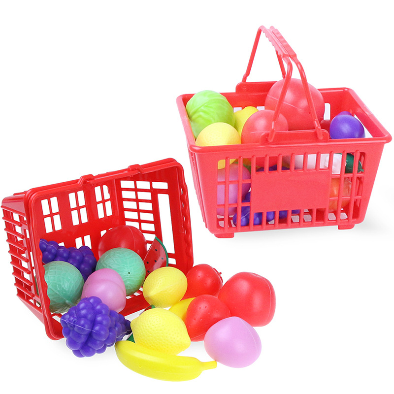 过家家水果蔬菜厨房购物篮玩具儿童仿真蔬果手提篮玩具亚马逊