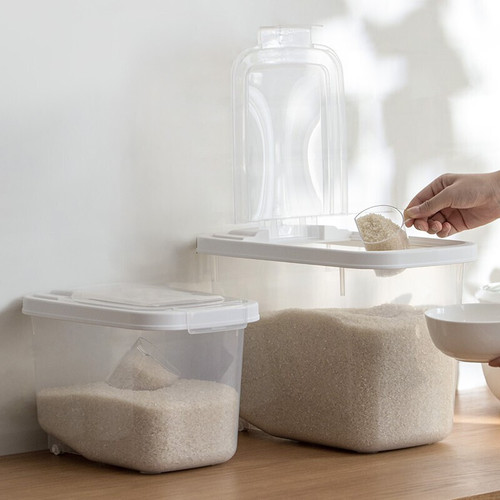 Camellia plastic rice bucket household rice box noodle bucket sealed storage grain bucket rice storage storage box rice cylinder 20 pounds