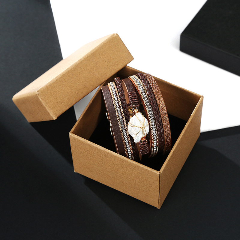 Bohemian fashion pearl tied rope braided bracelet