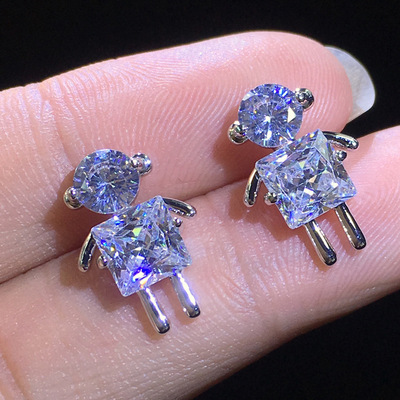 Fashionable elegant universal cartoon cute earrings with zircon