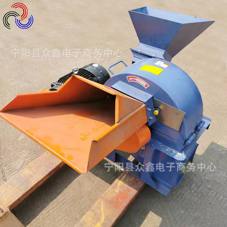 手推树枝粉碎机秸秆粉碎机双进料口碎枝机卧式手动进料农业粉碎机