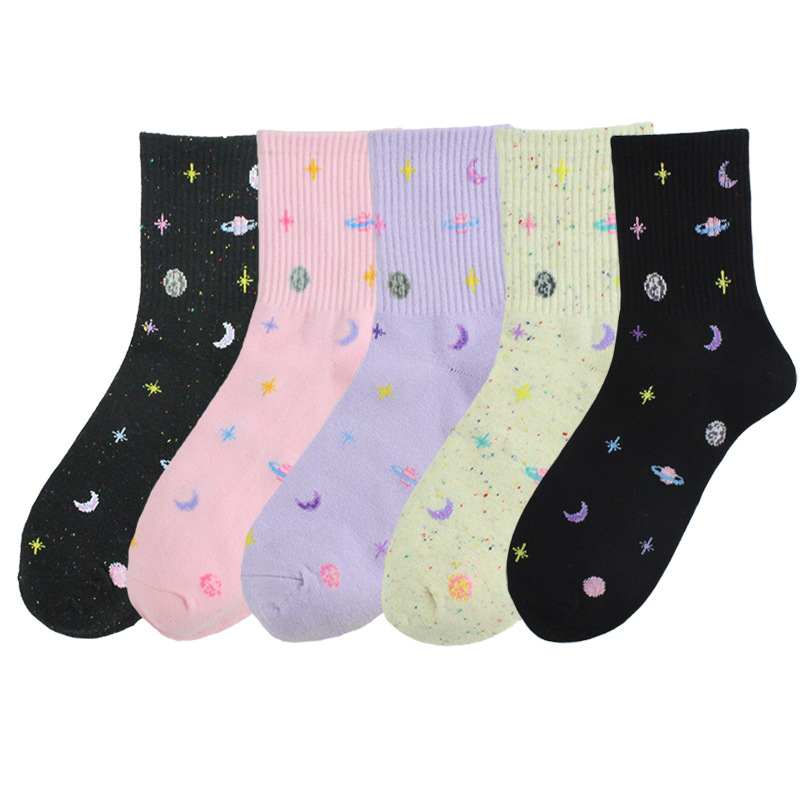 Women's Casual Color Block Nylon Cotton Crew Socks A Pair display picture 1