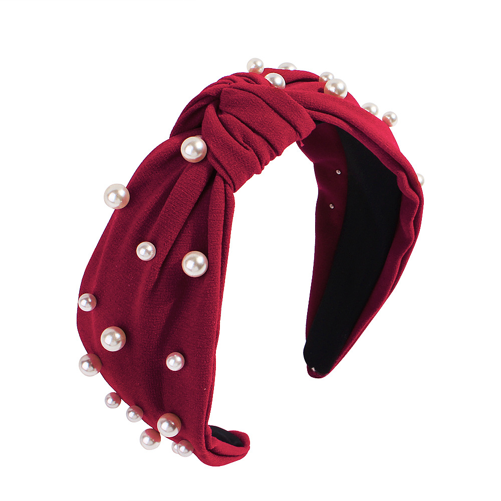 New Fashion Pearl Cloth Knotted Headband Wholesale display picture 3