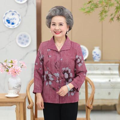 Middle-aged and elderly people Summer wear suit Old lady Short sleeved the elderly clothes grandma 60-70-80 Shirt for my old mother