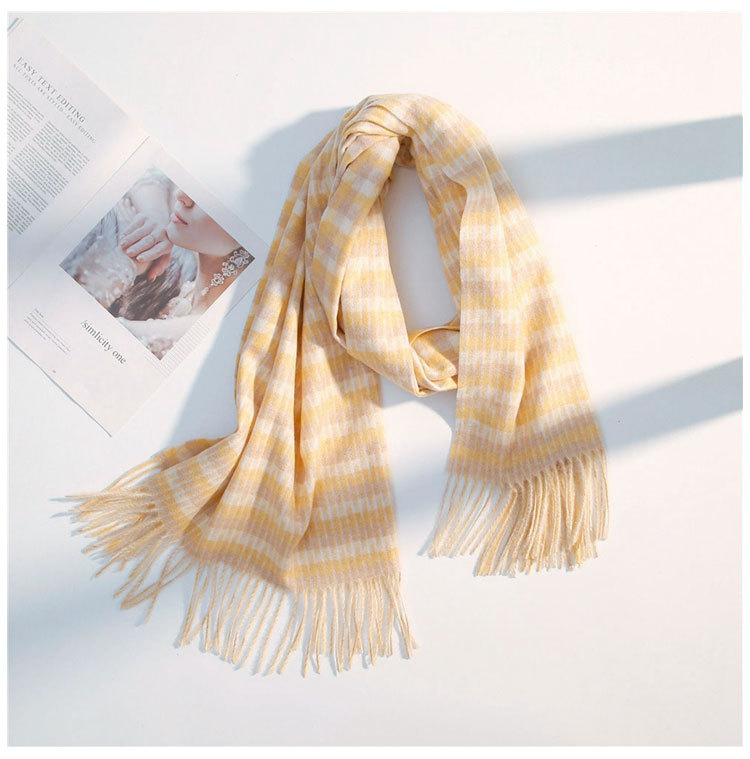 Small Houndstooth Scarf Female Winter Long Imitation Wool Fringed Scarf display picture 6