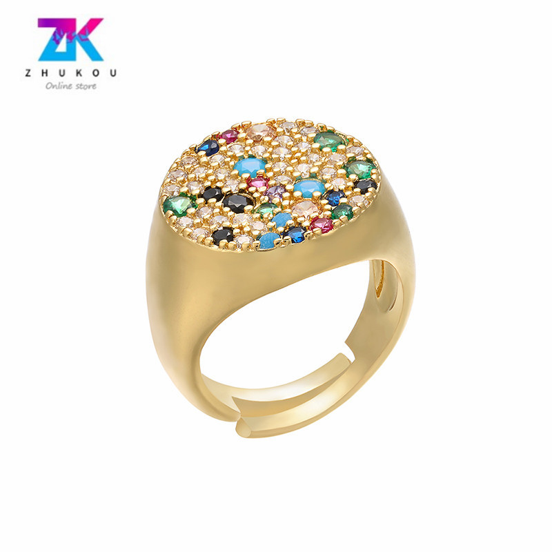 Mixed Color Micro Setting Ring Opening Adjustable Color Zirconium Ring Colorful Crystals Micro Setting Ring Accessories European And American Popular Vj2 display picture 1