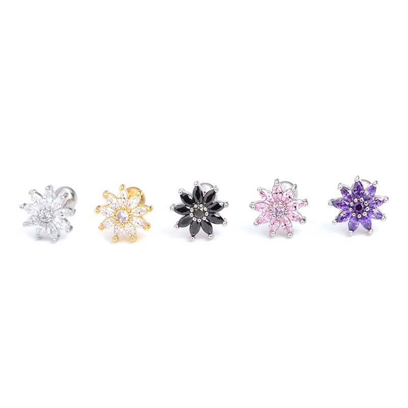 Hot Sale Fashion Micro-inlaid Sun Flower Screw Earrings Wholesale display picture 4