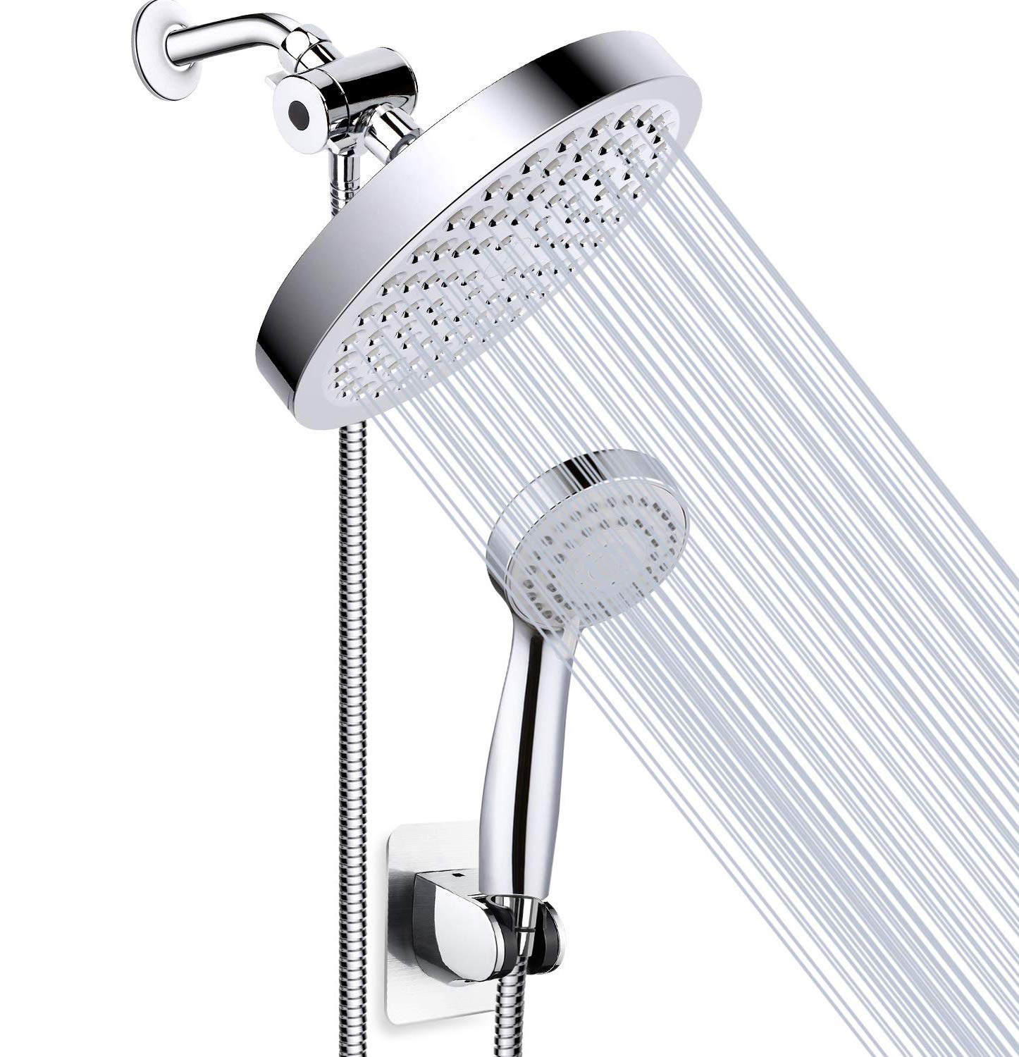 Wholesale of cross-border home and bathroom double shower heads, American-style concealed bracket arm three-way diverter with socket set Specification drawing