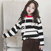 Girls spring Sweater 2019 new pattern Korean Edition Children's clothing pure cotton Fashionable jacket CUHK stripe Long sleeve Pullover