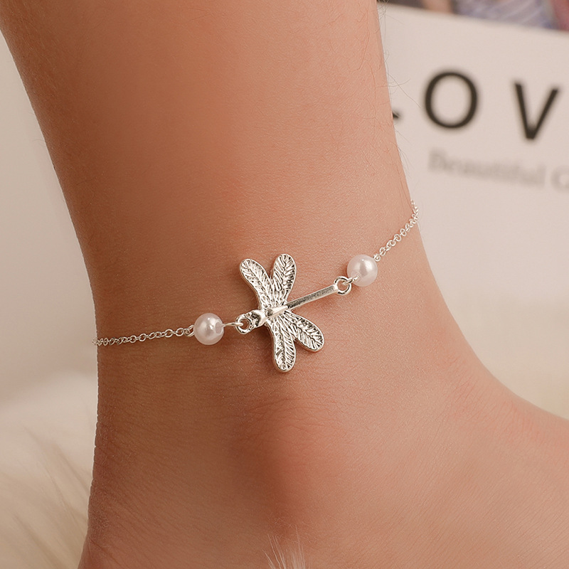 Fashion Cute Animal Dragonfly Pearl Anklet Wholesale display picture 2