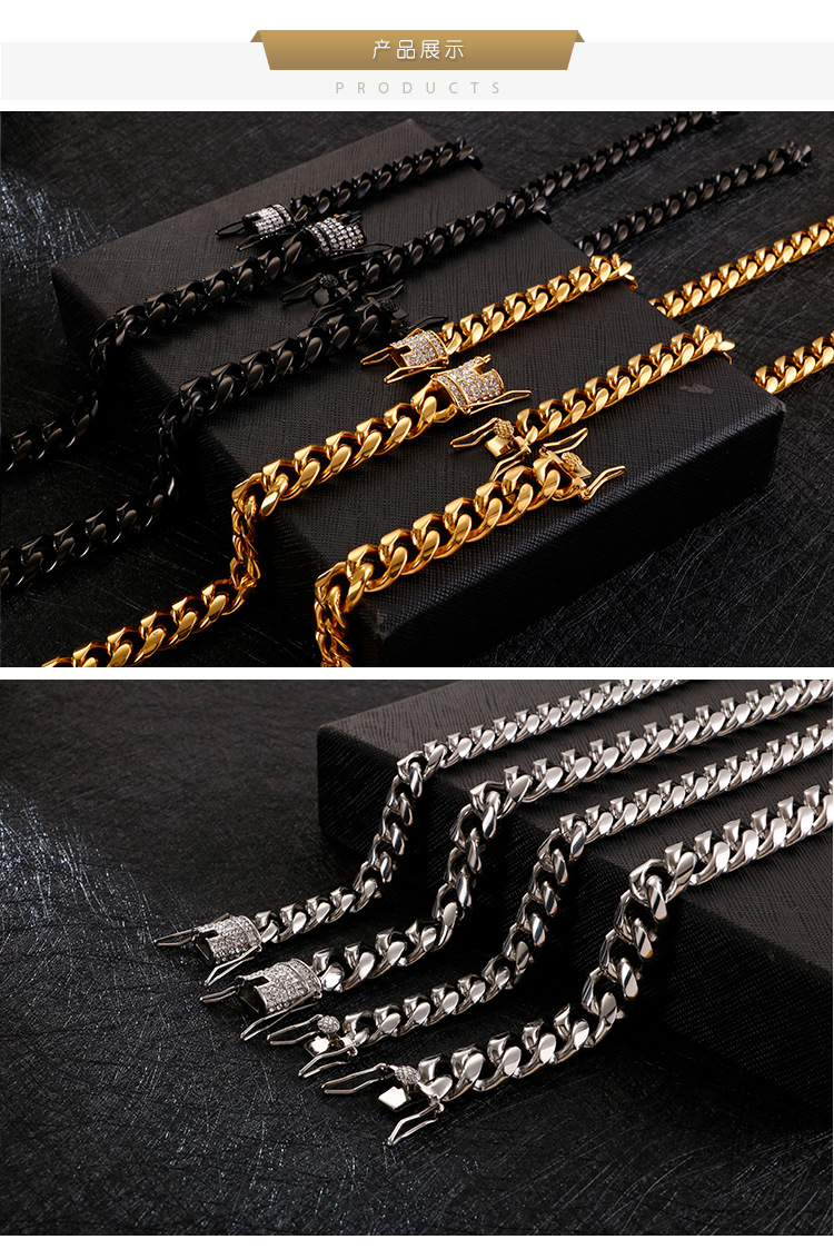 Fashion Geometric Titanium Steel Plating 18K Gold Plated Vacuum Plating Men'S Bracelets Men's Chain Bracelets display picture 3