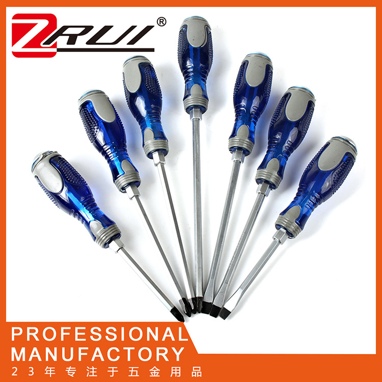 Diamante azul PVC recubierto de plástico tapping destornillador Cruz-palabra flor de ciruelo herramienta de reparación de grado industrial destornillador