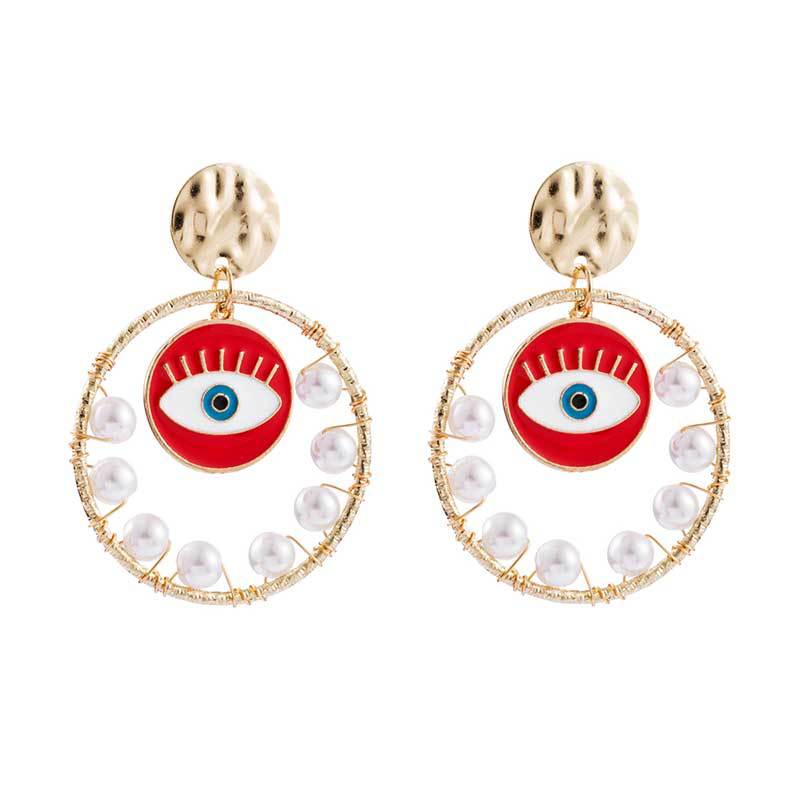 Pendientes Nuevos Pendientes De Ojo De Demonio Chapados En Oro Pendientes De Perlas De Moda Para Mujeres display picture 4