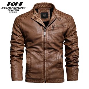 Factory direct foreign trade Men's autumn and winter new men's motorcycle plus velvet leather handsome casual youth jacket coat