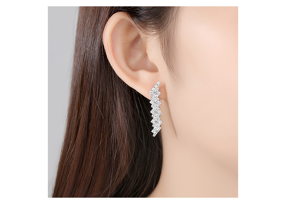 Stud Earrings Long Ladies Copper Inlaid Zirconium Earrings Fashion Wedding Banquet Earrings display picture 3