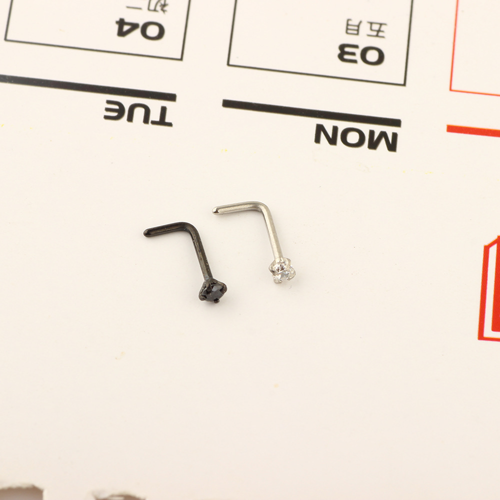 European American Style Zircon Triple Nose Nail Stainless Steel Nose Stud Body Piercing Jewelry 5pcs Set detail image 9