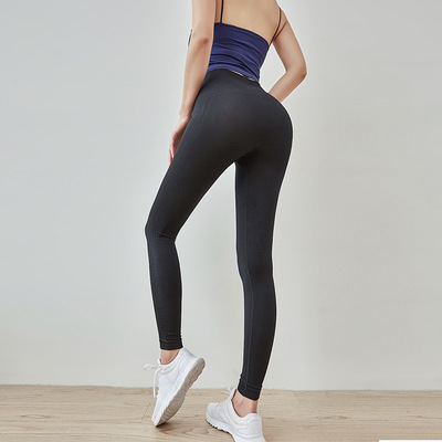 Cross border honey peach Hip Elastic force Quick drying Sports fitness Tight fitting run Paige yoga Feet Ninth pants