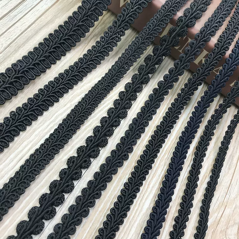 厂家直供 黑色蜈蚣边 蜈蚣花边八字圈彩色花边服装辅料装饰边批发