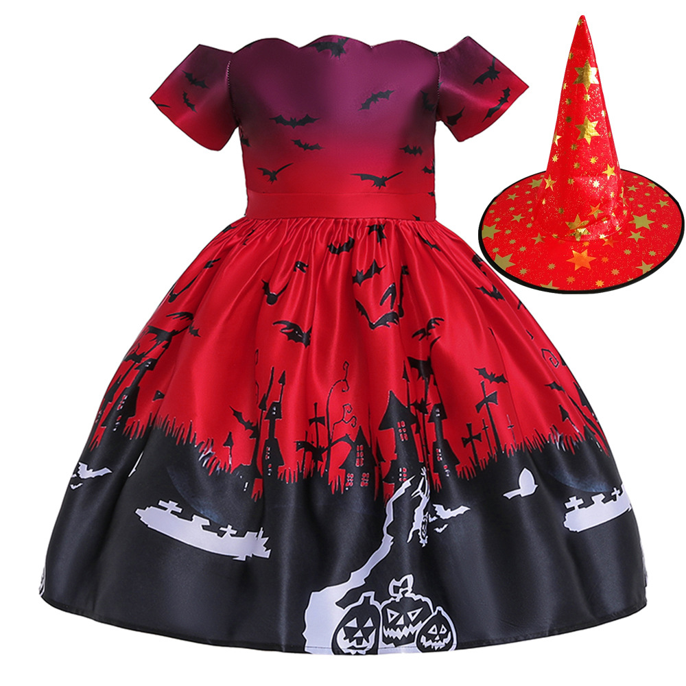 Víspera De Todos Los Santos Navidad Moda Papá Noel Castillo Fantasma Mezcla De Algodón Vestidos Para Niñas display picture 4