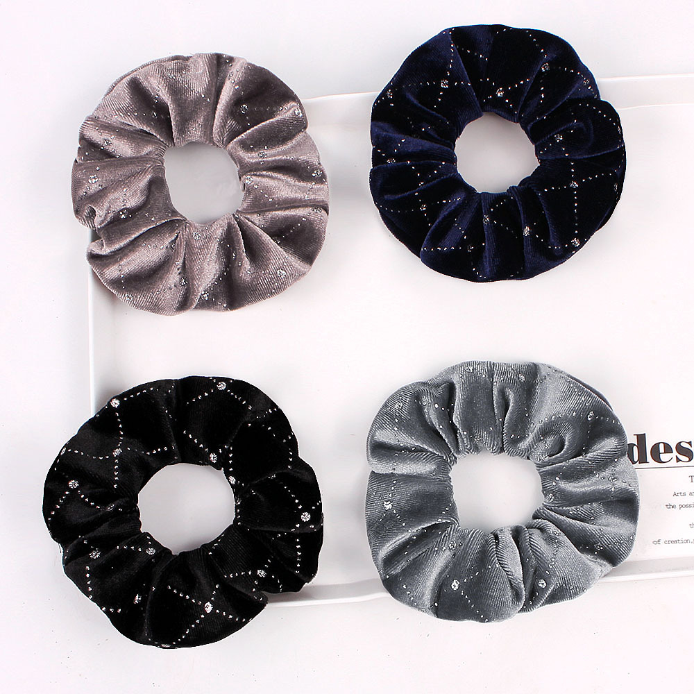 New Fashion Gold Velvet Hot Drill Velvet Point Drill Cheap Scrunchies Wholesale display picture 17