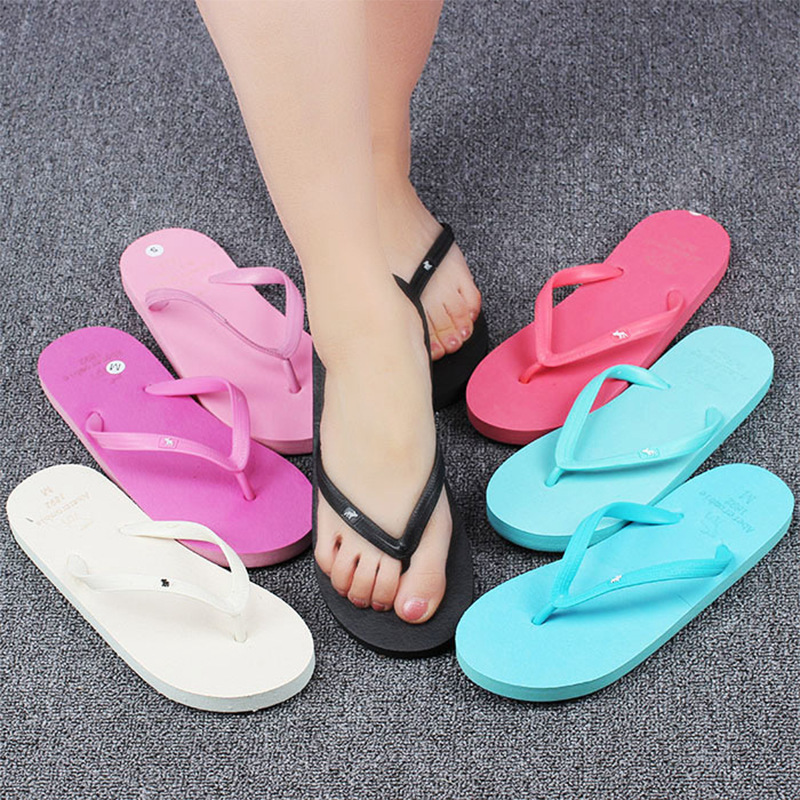 2019 summer Explosive money Fawn flip flops Flat bottom sandals  Solid lady new pattern lovers pinkycolor Beach shoes