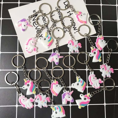 PVC Soft glue unicorn Key buckle Cross border Popular Cartoon Key ring Pendant customized Manufactor goods in stock wholesale