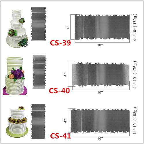 New Double-Sided Stainless Steel Cream Scraper with Sawtooth and Wave Patterns Cake Scraper, Frosting and Decoration Tool