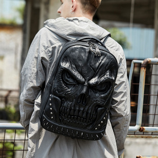 Computer backpack men's 2019 new original relief three-dimensional skull backpack European and American style big ghost face handbag
