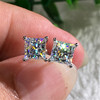 Fashionable earrings, metal zirconium, Korean style, diamond encrusted