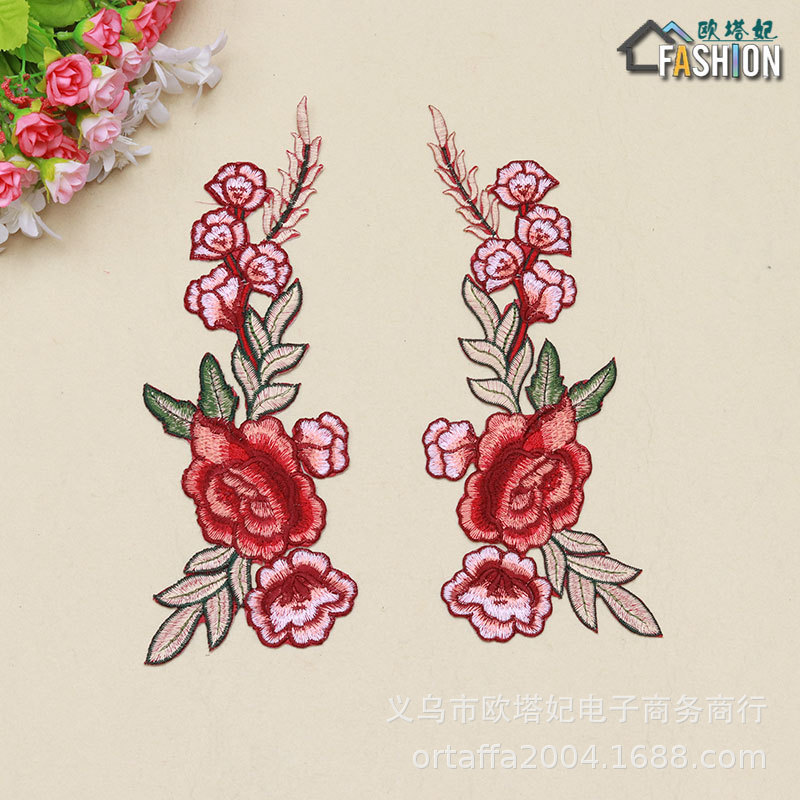 Ethnic Embroidery Peony Cloth Sticker Adhesive Ironing Repair Sticker DIY Performance Han Clothes Sticker Wedding Dress Embroidery Accessories