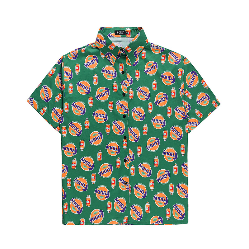 Autumn New Fun Bottle Printed Japanese Style Hong Kong Style Loose Short Sleeve Shirt T4804