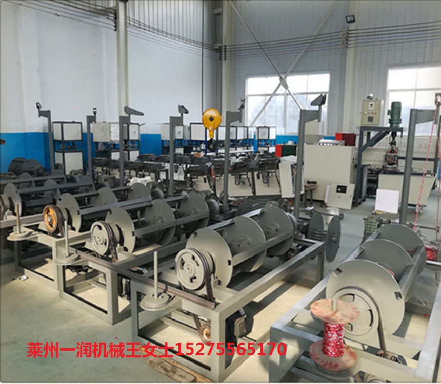 莱州一润机械塑料圆丝扁丝棉麻无纺布条电化铝烫金纸等分体制绳机