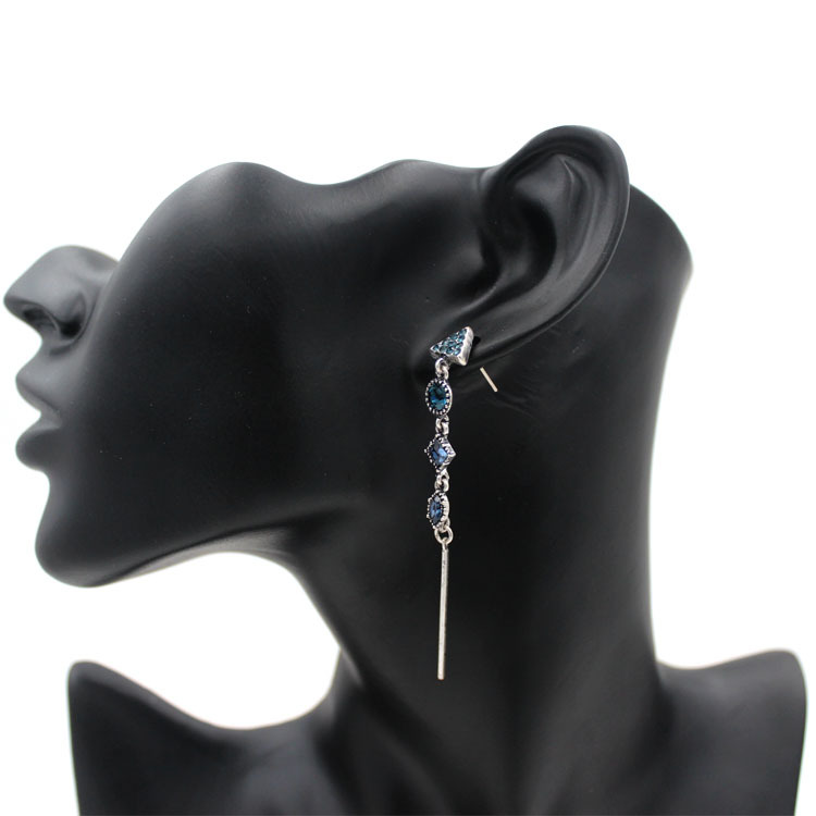 厂家直销耳饰批发复古个性  S925银针真金电镀捷克钻耳钉长款耳饰