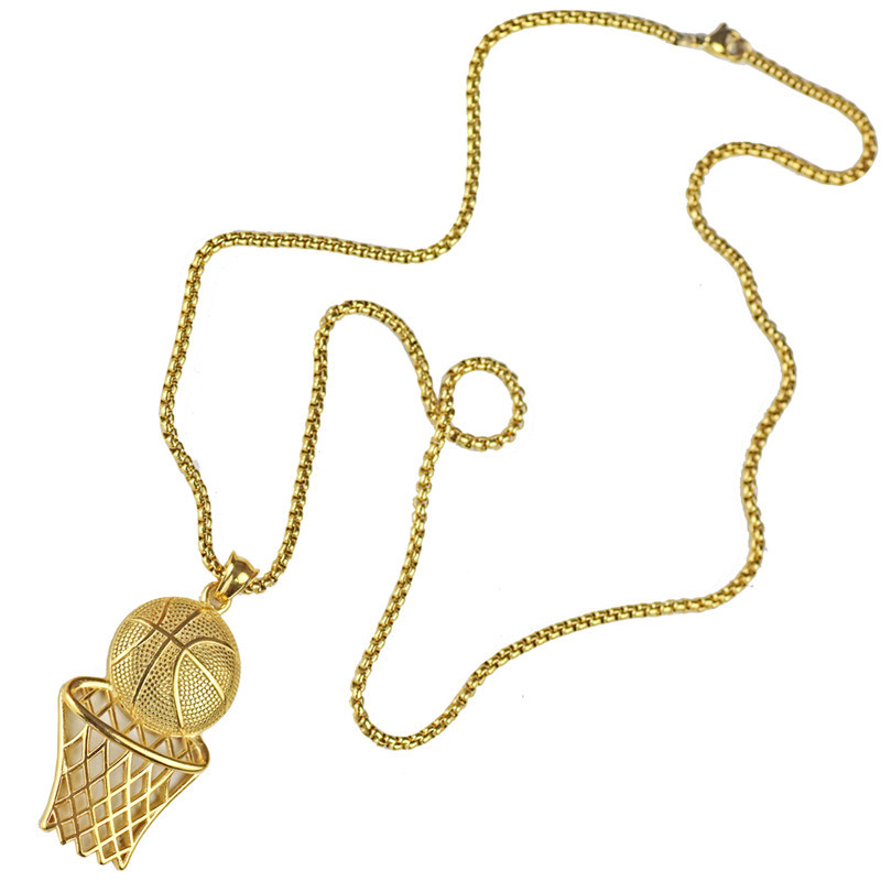 fashion creative solid color Basketball box titanium steel necklace wholesale nihaojewelry