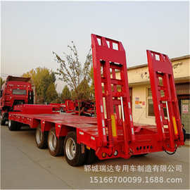 六桥拖车 低平板半挂车图片价格 专业运输挖掘机的拖挂车配置行情