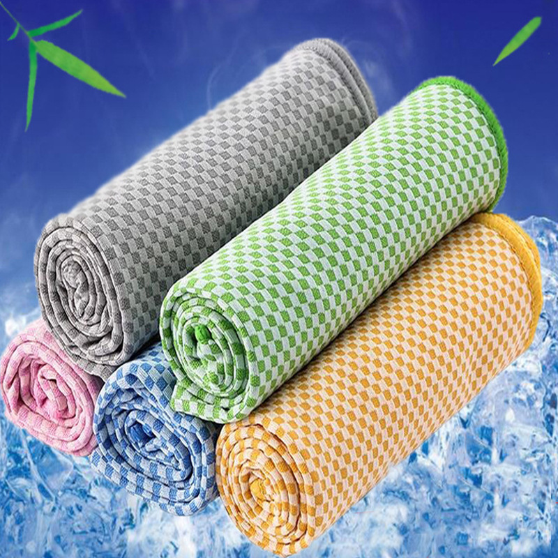 Manufacturer Supplies Plaid Ice Towels for Heat Protection and Cooling, Outdoor Marathon Sports Printed Cold-Feeling Towels, Quick-Drying