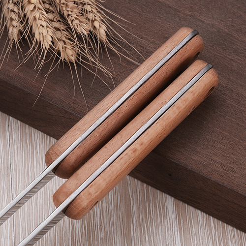 Non-magnetic thick stainless steel porridge spoon solid wood handle spatula Stainless steel household cooking spatula spoon kitchen utensil set