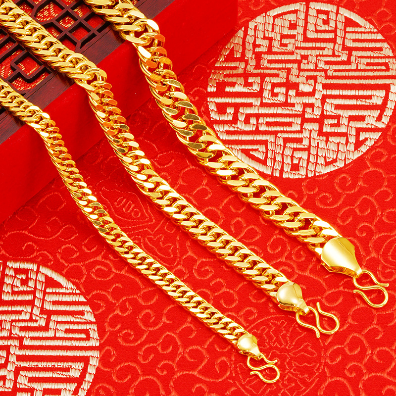 Amazon popular doble hebilla brillante plana Vietnam arena oro pulsera para hombres y mujeres pareja cobre chapado en oro NK pulsera Romana