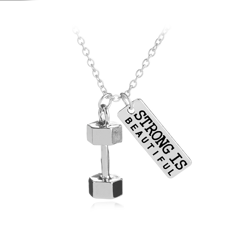 New fashion Weakness is a choice English alphabet small kettlebell necklace nihaojewelry wholesale