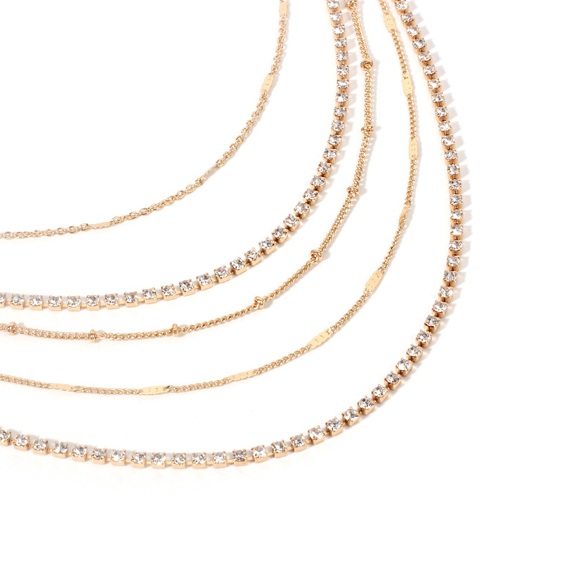 14g Weight Necklace Classification Wedding, Travel Occasion Women'S Gender Ethnic Style Style Gold Color Fashion Ethnic  Simple Multi-layer Necklace Short Clavicle Chain 7