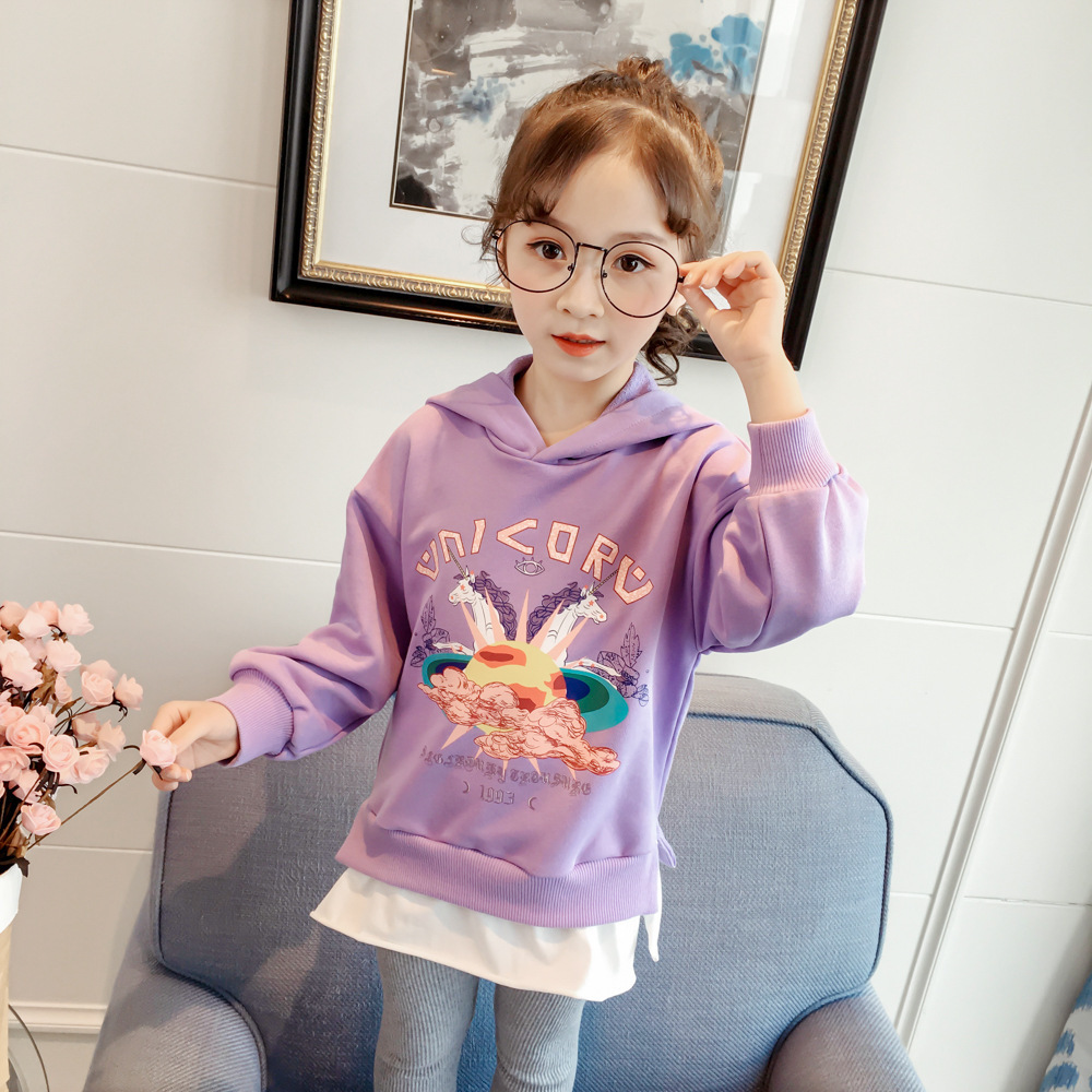 2019 spring clothes new pattern children fashion Sweater Korean Edition girl Cartoon cotton material Hooded leisure time jacket GW6012