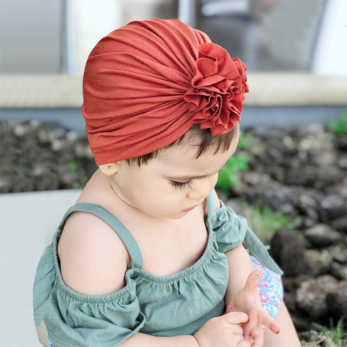 Cross-border ins autumn and winter new children's pleated multi-color flower hat newborn Indian hat baby cotton hat