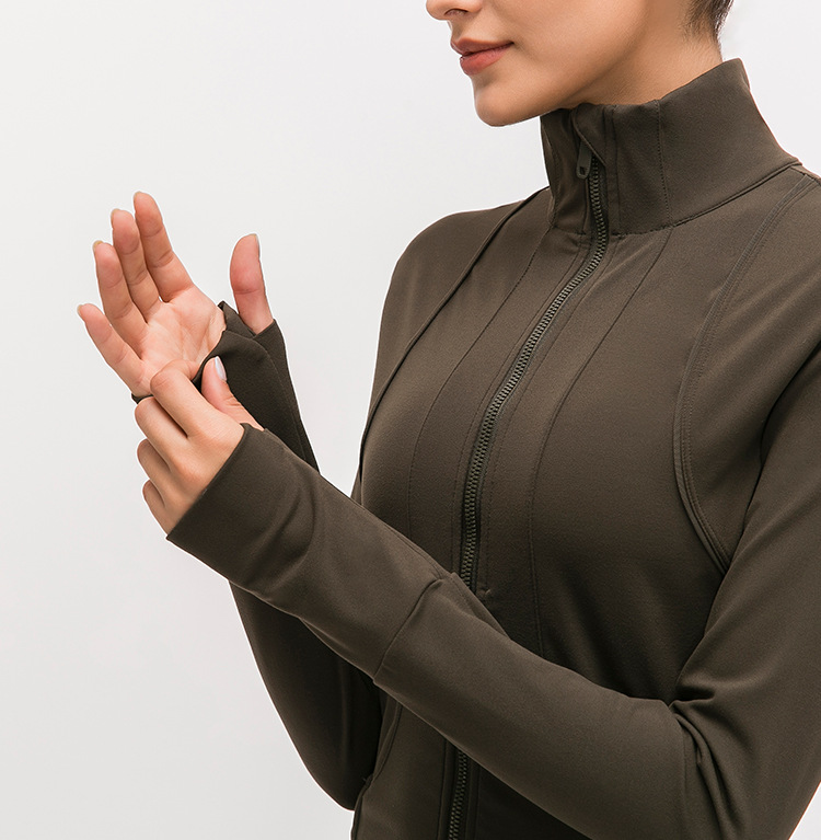Women's standing collar sports jacket with long sleeve Yoga coat