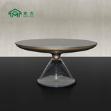 麦古 Чайные чайные столик Light Luxury Deliven Glass Metal Metal Circular Dourgap Coffee Lafe столик