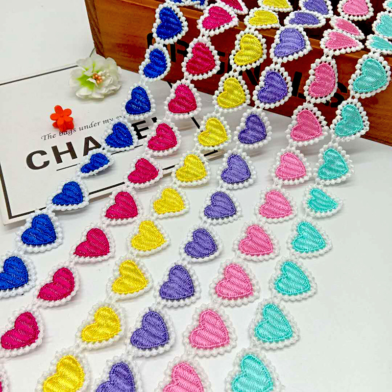 厂家现货新款8色桃心水溶花边 DIY服饰家纺辅料装饰花边 批发