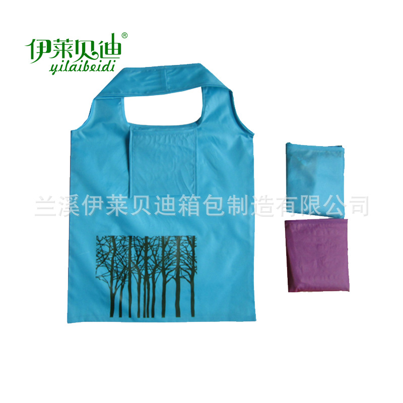 批发涤纶折叠购物袋  礼品促销方形收纳袋 折叠袋厂家定做logo