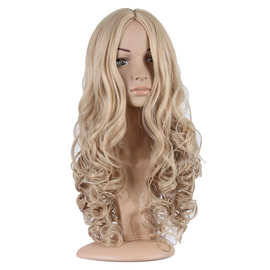 灰姑娘假发辛德瑞拉欧美动漫假发cosplay表演出中分浅金色长卷发