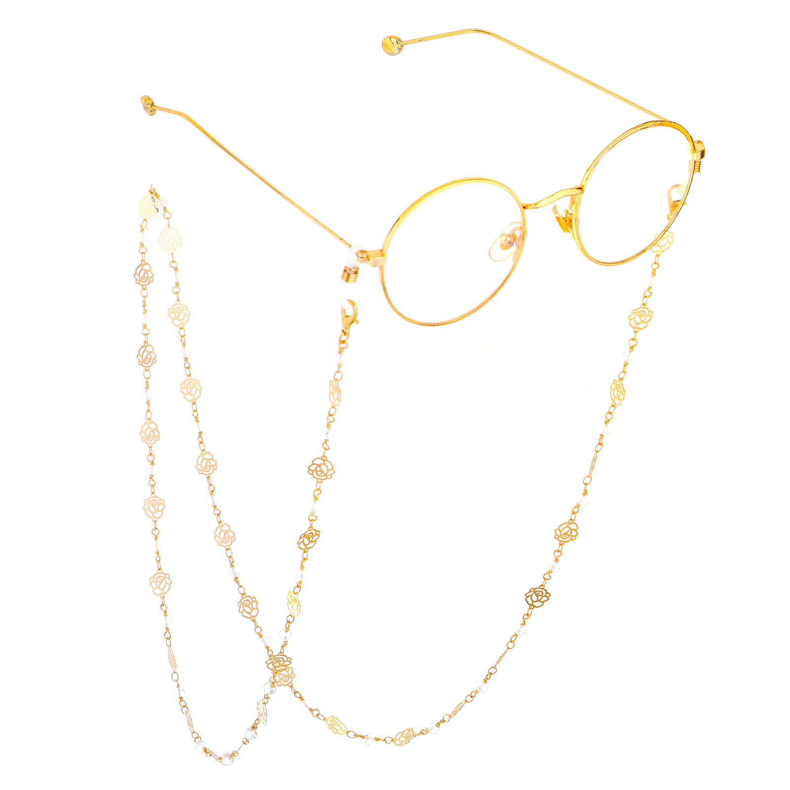 Golden Rose Crystal Glasses Chain Sunglasses Accessories Non-slip Decorative Frame With display picture 1